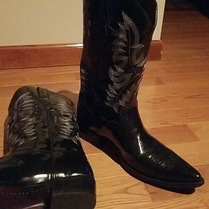 Mens presidente black patent cowboy dress boots